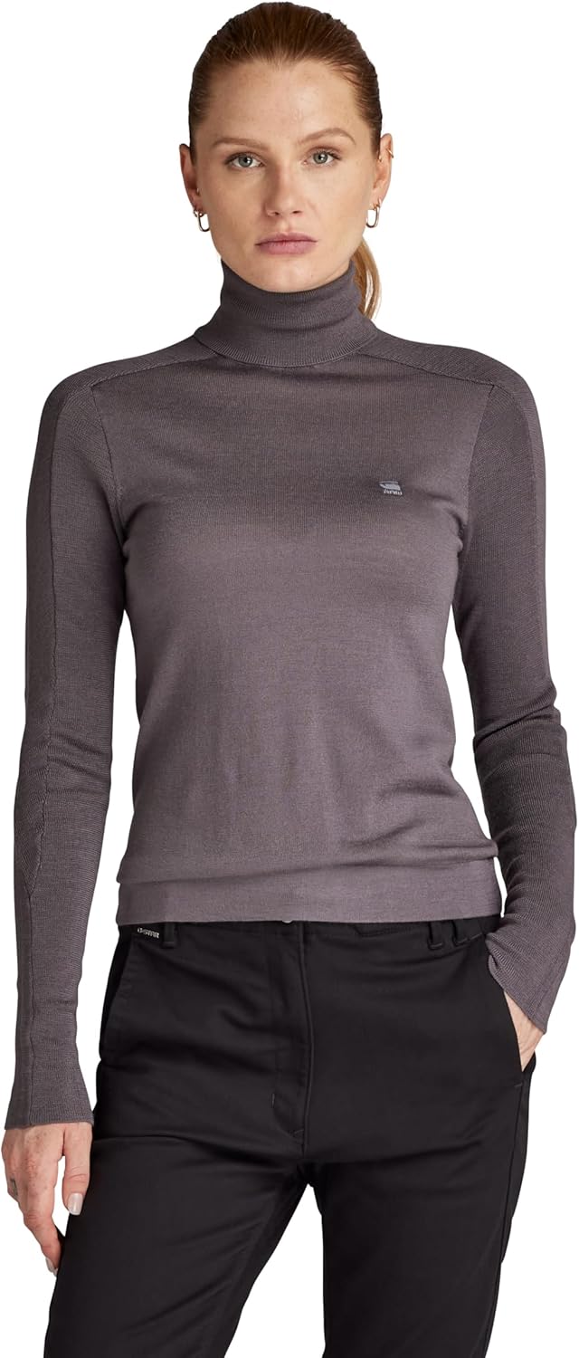 G-STAR RAW Damen Core Slim Turtle Knitted Pullover Knits XS Grau (Rabbit D23678-b692-g077), XS Grau