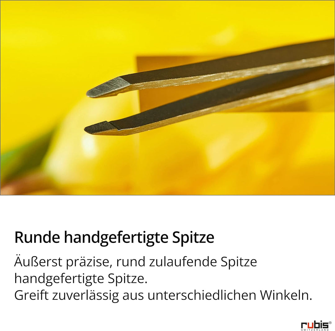 Rubis Safety Pinzette rund - Hautschonende abgerundete Pinzette zum Augenbrauen zupfen - runde Spitz