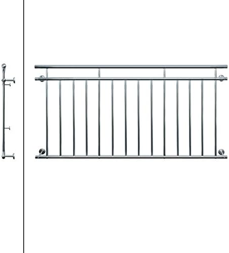 ECD Germany Französischer Balkon 184 x 90 cm | mit 14 Füllstäben | glänzend | aus Edelstahl | Balkon
