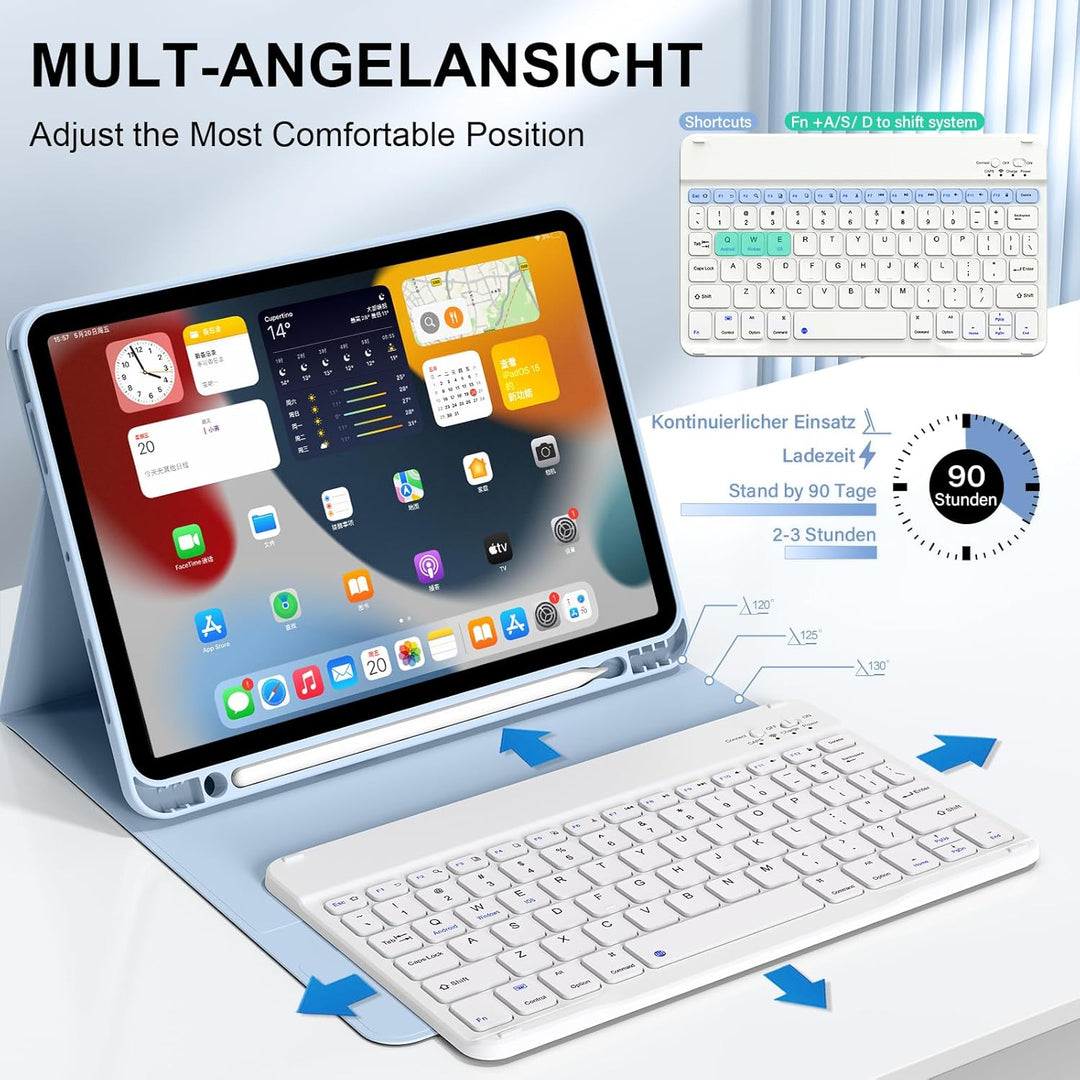 Tastatur Hülle für iPad Air 11 Zoll M3/M2 (2025/2024), iPad Air 5./4. Generation 2022/2020 10,9 Zoll