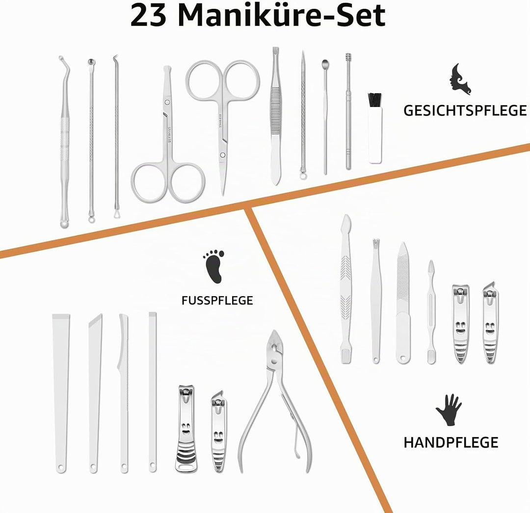 Maniküre Set 23 stücke Professionelles Nagelknipser Kit Pediküre Kit Pflegeset aus Edelstahl Nagelpf