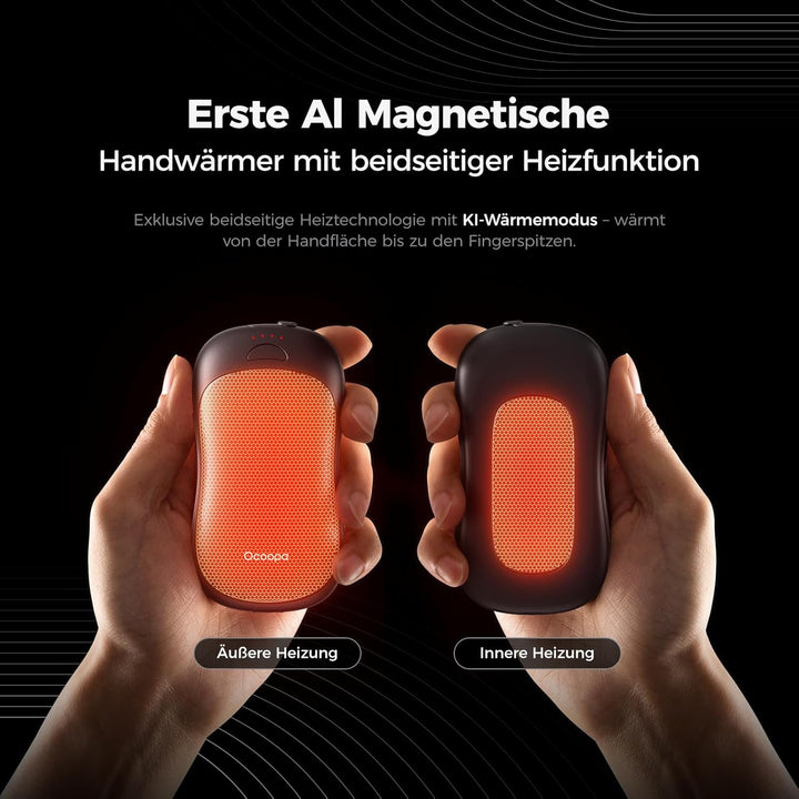 OCOOPA Handwärmer Elektrisch 2er Set, 10000mAh Taschenwärmer USB Powerbank, Wiederverwendbar, 4 Wärm