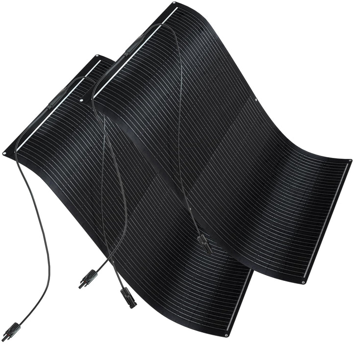 300W Flexibles Solarpanel Schwarz, 18V Monokristallines Solarmodul Flexibel Wohnmobil für 12V Batter
