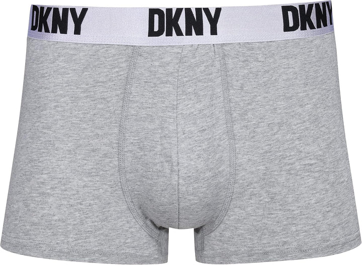 DKNY Herren Men's Black/Red/Grey with White Contrast Cotton Blend Waistband Boxer Shorts (3er Pack)