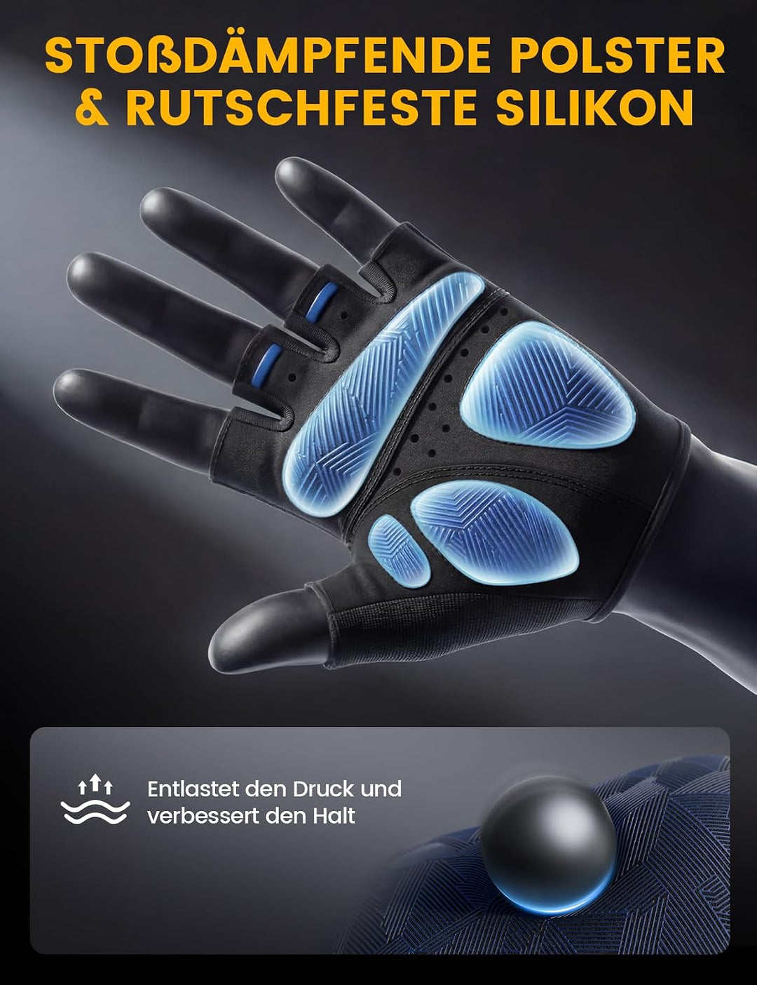 Lamicall Fahrradhandschuhe Herren &amp; Damen, Fitness Handschuhe - [Stossdämpfend &amp; Atmungsaktiv] Halbf