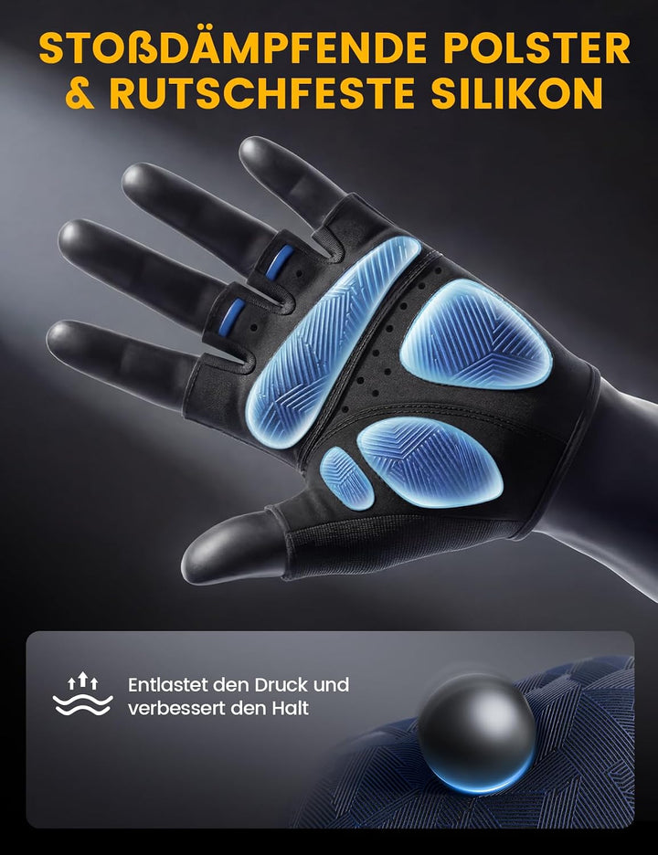 Lamicall Fahrradhandschuhe Herren &amp; Damen, Fitness Handschuhe - [Stossdämpfend &amp; Atmungsaktiv] Halbf