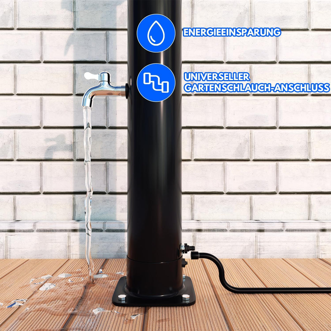 solardusche Garten 35 L | 217cm | gartendusche solar | warmes Wasser max. 60°C | Pooldusche mit Rege