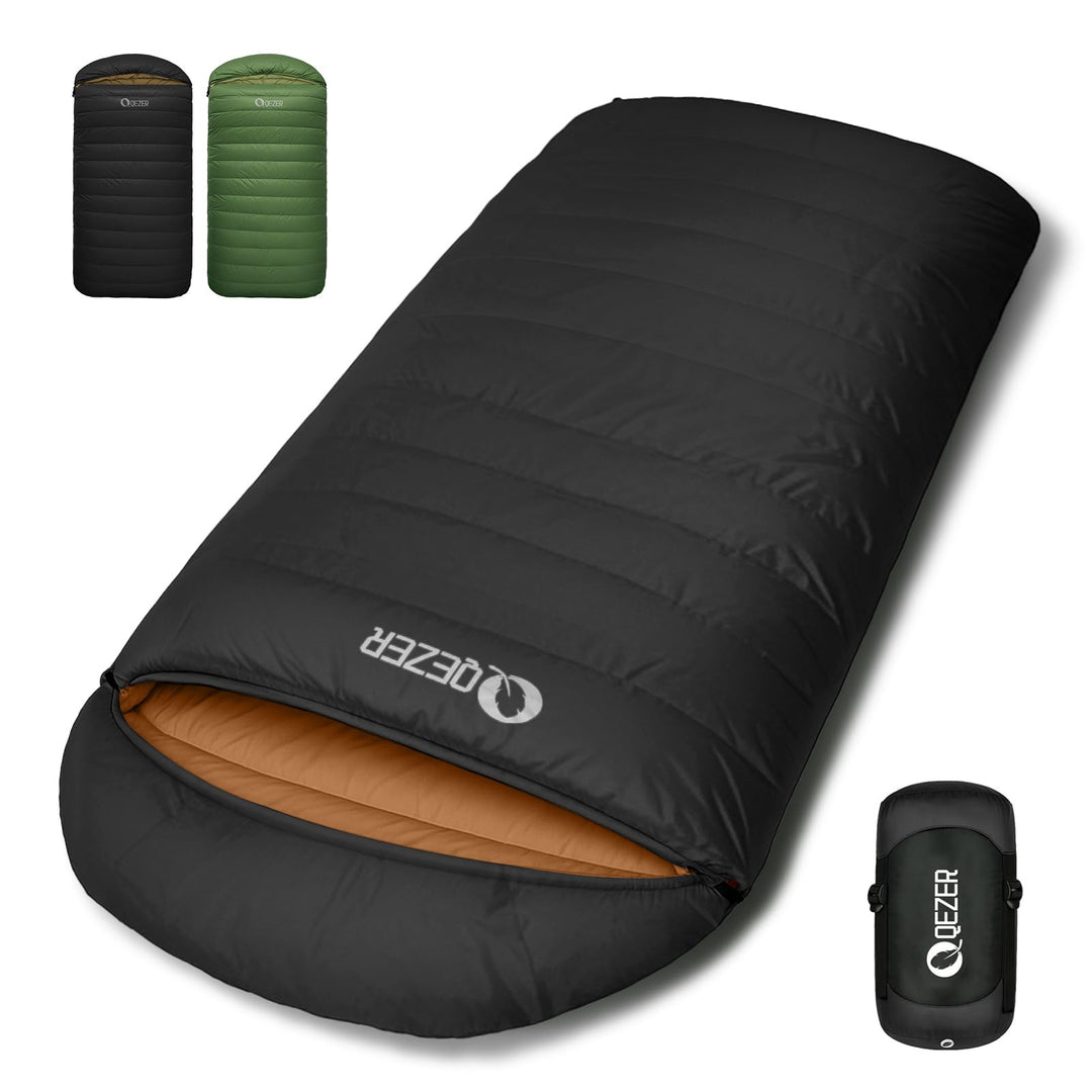 XXL Daunenschlafsack 3-4 Jahreszeiten extra grosser Schlafsack 230cm x100cm, leicht und warm Daunen