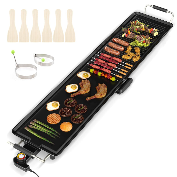 COSTWAY Teppanyaki Grill 1800W, Elektrische Grillplatte, Antihaft Tischgrill mit Einstellbarer Tempe