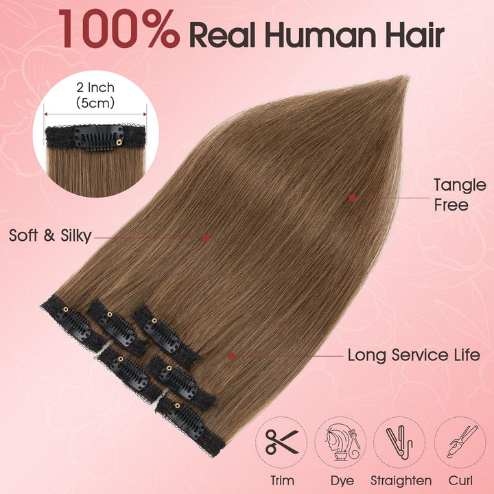 S-noilite Clip in Extensions Echthaar 6 Stück Balayage Haarverlängerung Echthaar Highlights für Frau