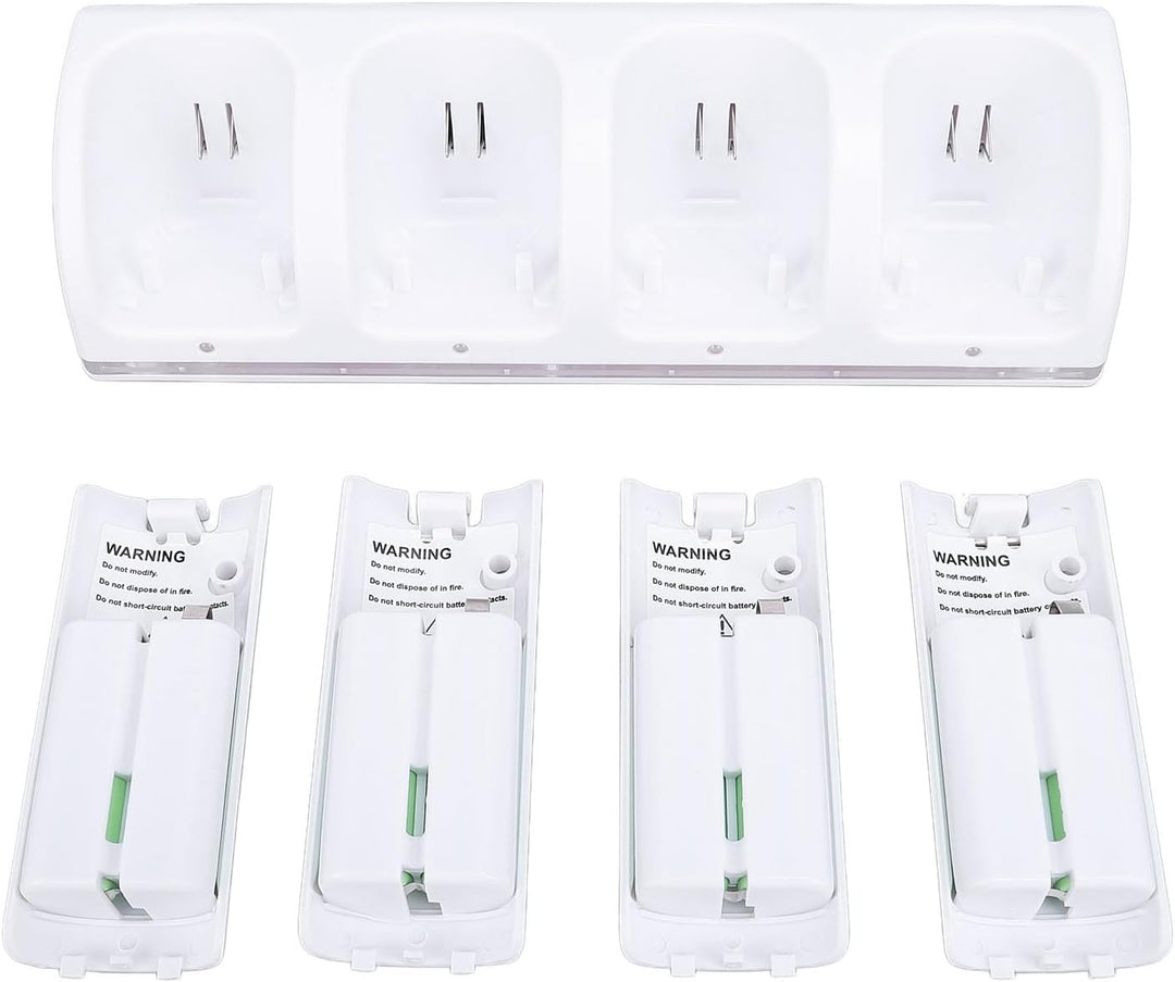 Fernbedienungs-Ladegerät, 4-in-1-Ladestation mit 4 Wiederaufladbaren 2800-mAh-Batterien, mit LED-Anz