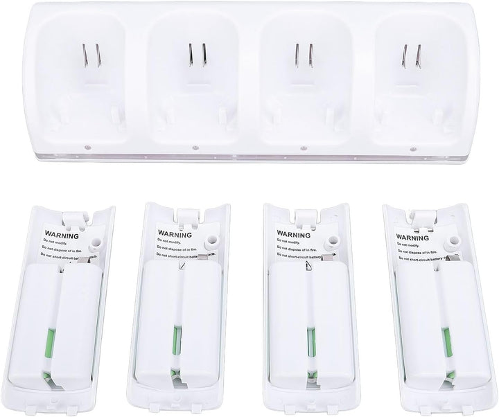 Fernbedienungs-Ladegerät, 4-in-1-Ladestation mit 4 Wiederaufladbaren 2800-mAh-Batterien, mit LED-Anz