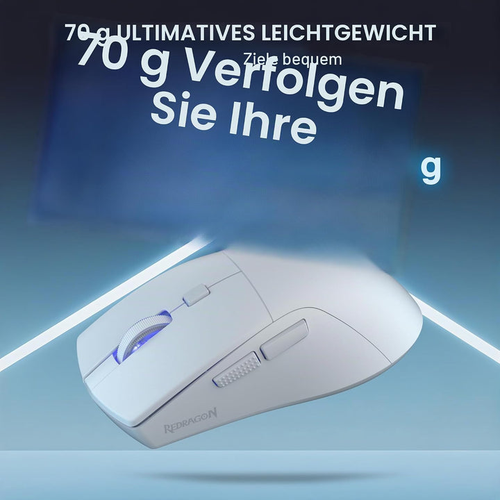 Redragon M618 LIT Kabellose Gaming Maus 10000 DPI 70g Ultraleicht | 6 Programmierbare Tasten Optisch