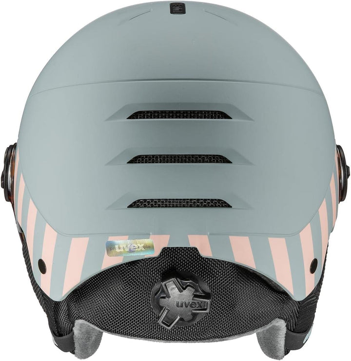 uvex rocket jr visor - Skihelm für Kinder - mit Visier - individuelle Grössenanpassung - rhino - blu