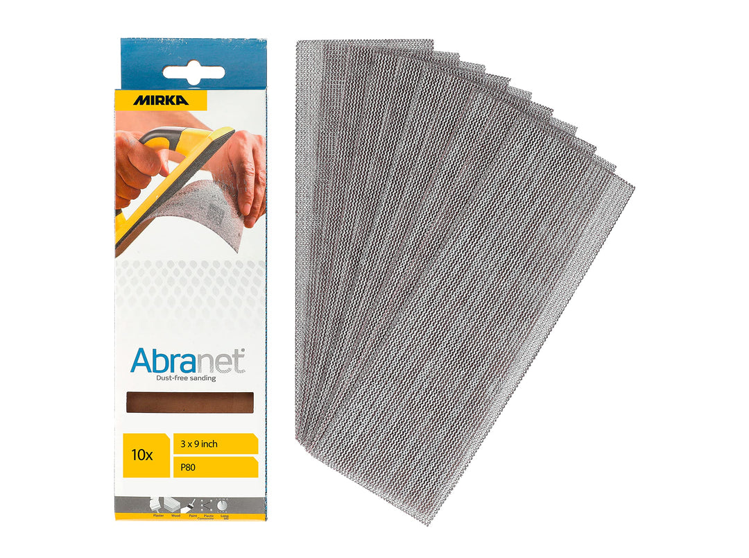 Mirka Abranet Netz Schleifstreifen 80x230mm / Klett Schleifblätter/Korn P80 / 10 Stück / AE175F1080