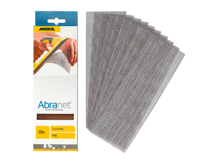 Mirka Abranet Netz Schleifstreifen 80x230mm / Klett Schleifblätter/Korn P80 / 10 Stück / AE175F1080