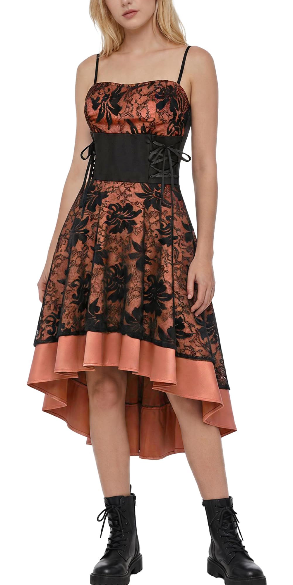 Gothic Kleid Damen Vintage A Line Swing Cocktail Gothic Halloween Cosplay Kostüm Minikleid Hexenklei