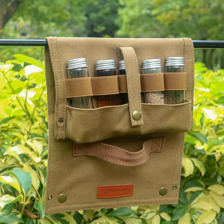 Gewürzgläser Set mit 10 Gewürzgläser, Gewürzdosen für Camping, Tragbare Gewürztasche, Gewürz-Aufbewa