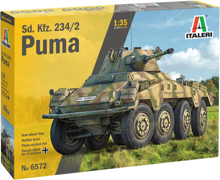 Italeri 6572 6572S 1:35 Dt. SdKfz. 234/2 Puma 8-Rad-originalgetreue Nachbildung, Modellbau, Plastik