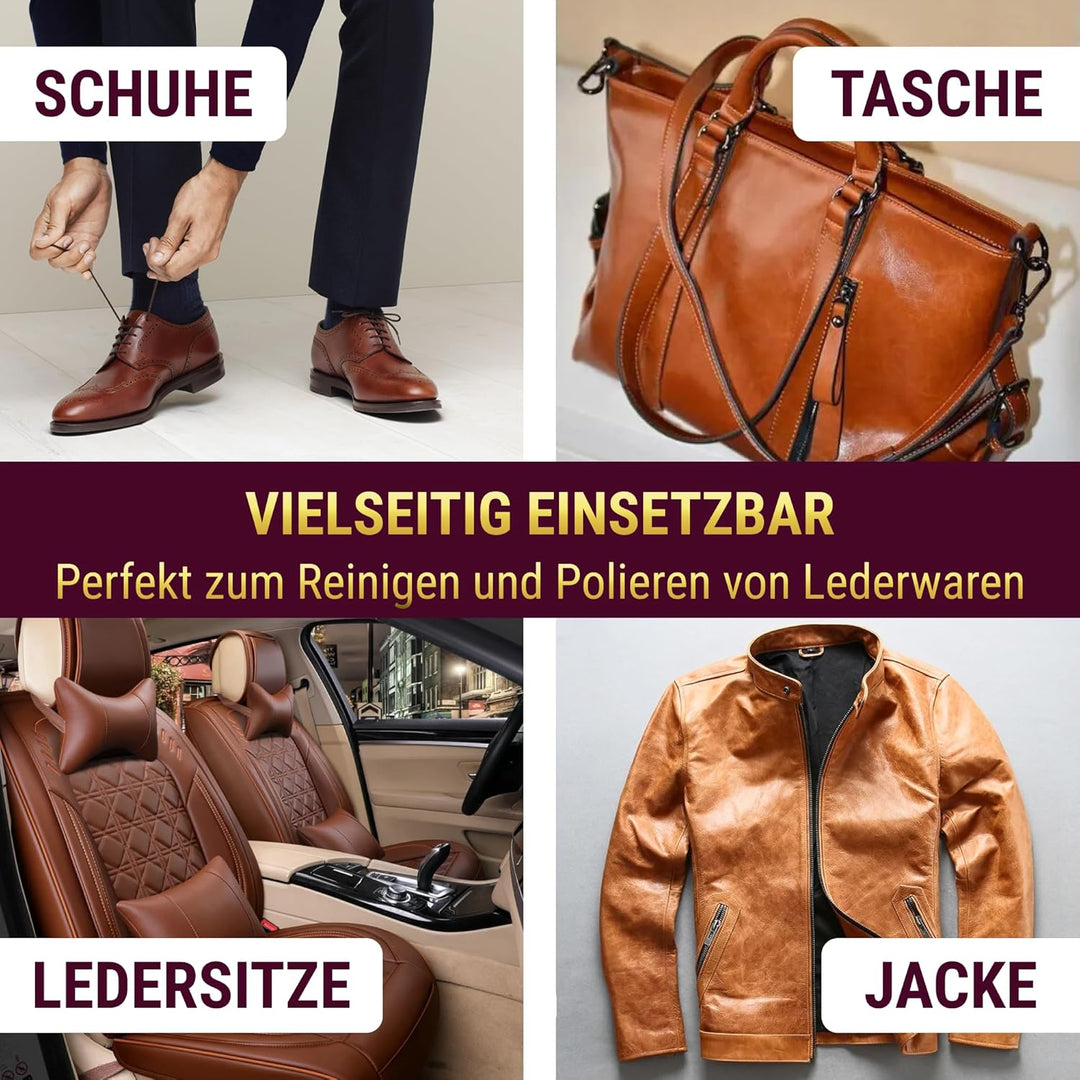 Rosshaar Schuhputzset für Leder 13tlg - Schuhputzkasten Venezia - Rosshaar Tiegelbürste und extra we