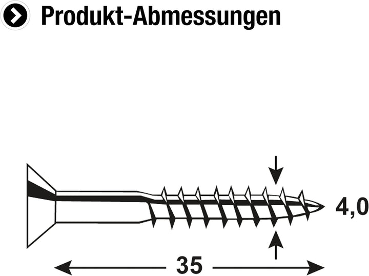 Connex Universalschrauben 4,0 x 35 mm - 1 kg Grosspack - Senkkopf - TX-Antrieb - Teilgewinde - Edels