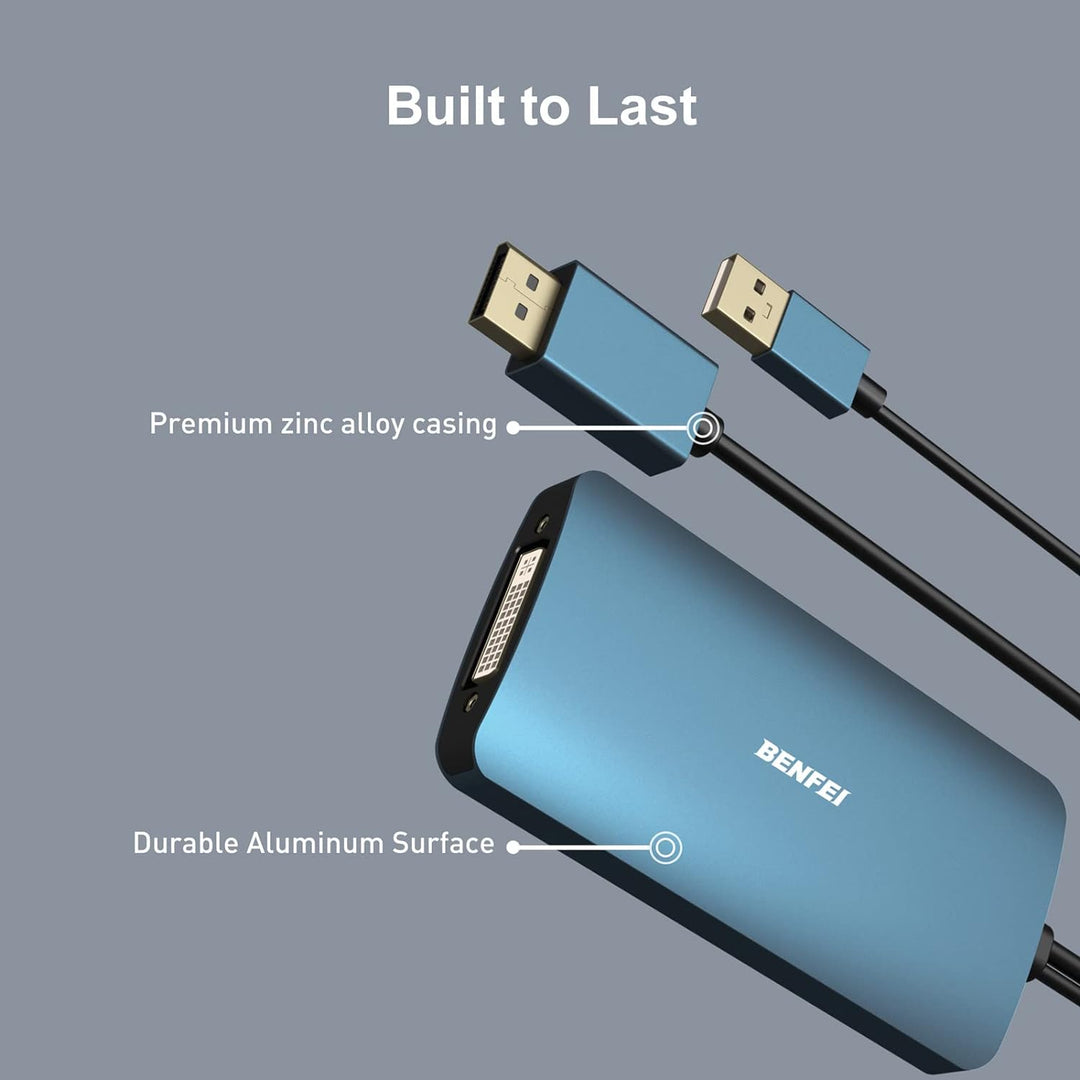 BENFEI DisplayPort auf DVI DVI-D Dual Link Adapter unterstützt 2K@60Hz, 1080P@60Hz 1 Blau, 1 Blau
