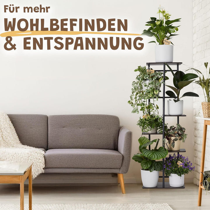 OLIDAN ® - Pflanzenständer - Beschriften der Pflanzen möglich - Blumenständer - Ablage für 8 Pflanze