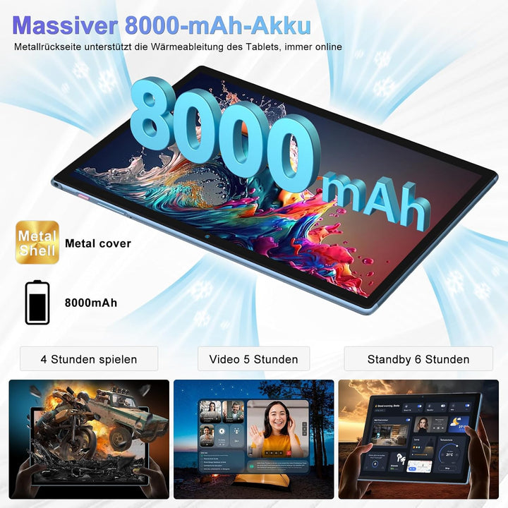 Tablet 10.1 Zoll Android 15 Tablet 【30 GB RAM + 128 GB ROM+2TB】【Gemini AI】, Widevine L1, Octa Core,
