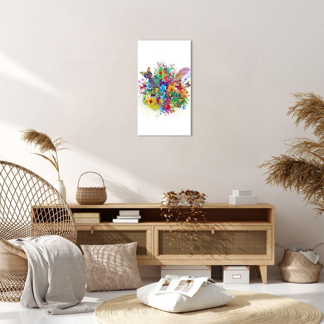 Bilder auf Leinwand Schmetterling Farbe Blume Komposition Leinwandbild mit Rahmen 45x80cm Wandbilder