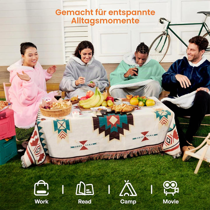 Giggling Getup tragbare Decken Hoodie für Erwachsene Kinder Damen Herren –Übergrösse Flanell Sherpa