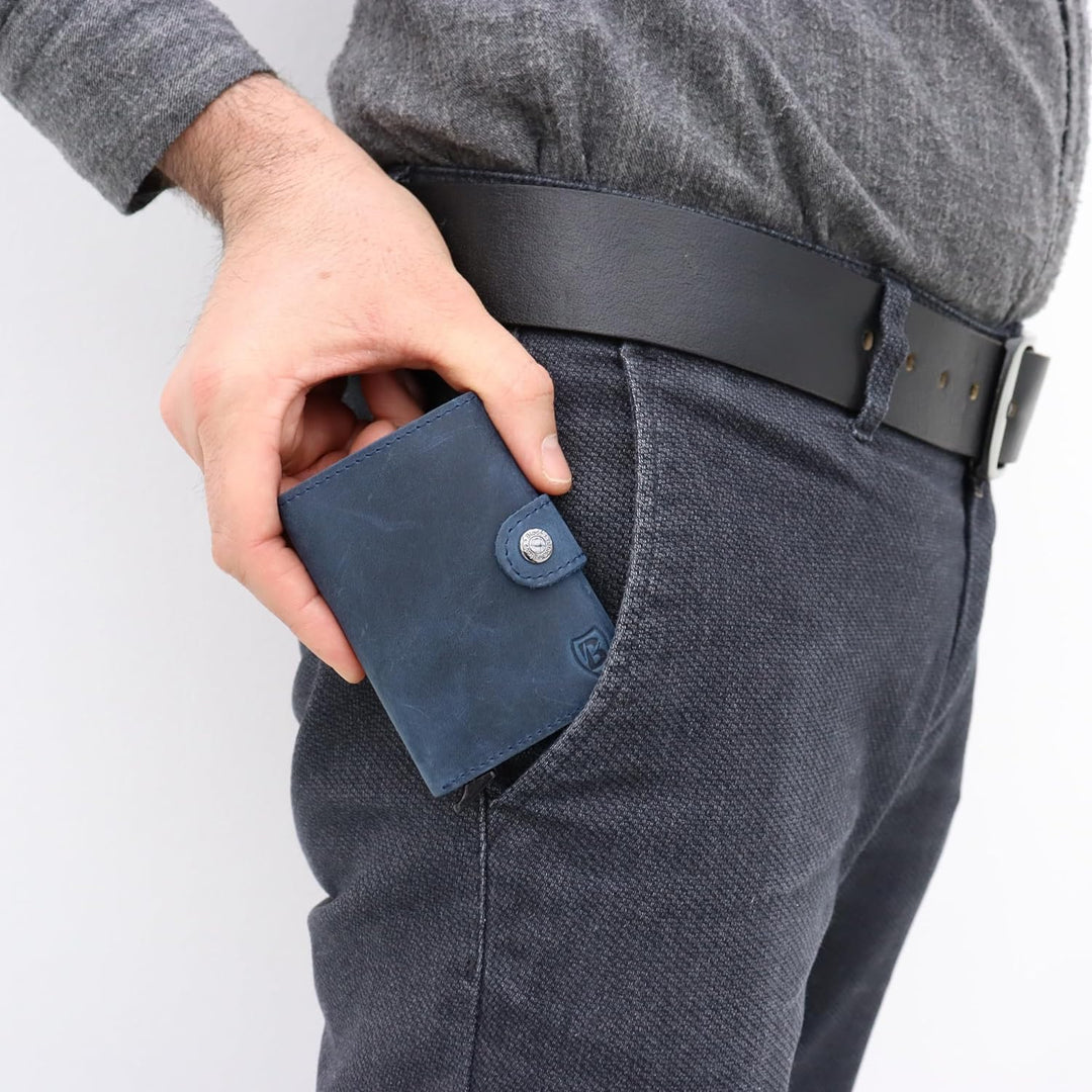 Blade® Kartenetui Herren ohne Münzfach I 6-8 Kartenhalter I Leder Kreditkartenetui mit RFID Schutz I