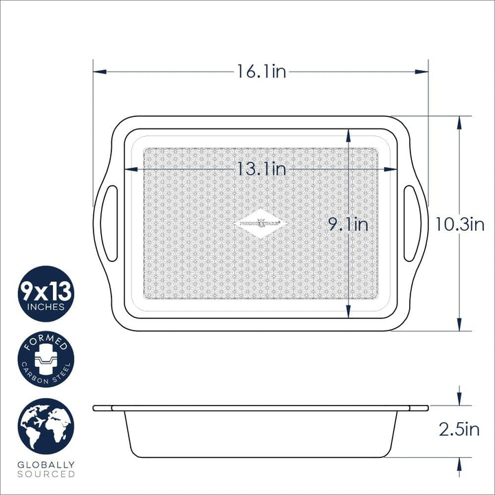 Nordic Ware Rechteckige Kuchenform, Steel PFOA-Free nonstick, Silver, 9x13 9x13 Rectangle, 9x13 Rect