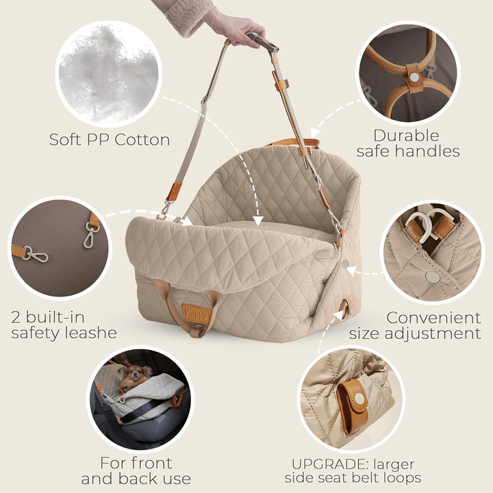 Hundeautositz für kleine Hunde - 3-in-1 Reisetasche, Booster & Hundebett fürs Auto - Waschbare, ruts