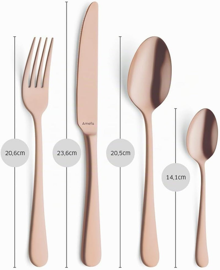 AMEFA AUSTIN Besteck Set 4 Personen (kupfer) | 16-teilig | PVD-veredelt | mattiertes Besteckset 4 Pe