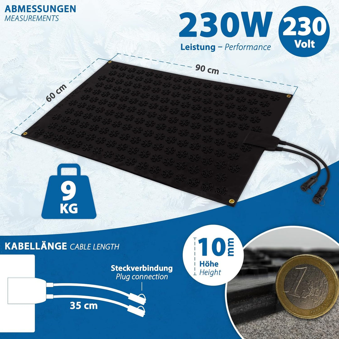 Heizmatte 60x90cm - für Gehweg Rampe Terrasse Aussentreppe Elektroheizung 60x90cm Nur Heizmatte, 60x