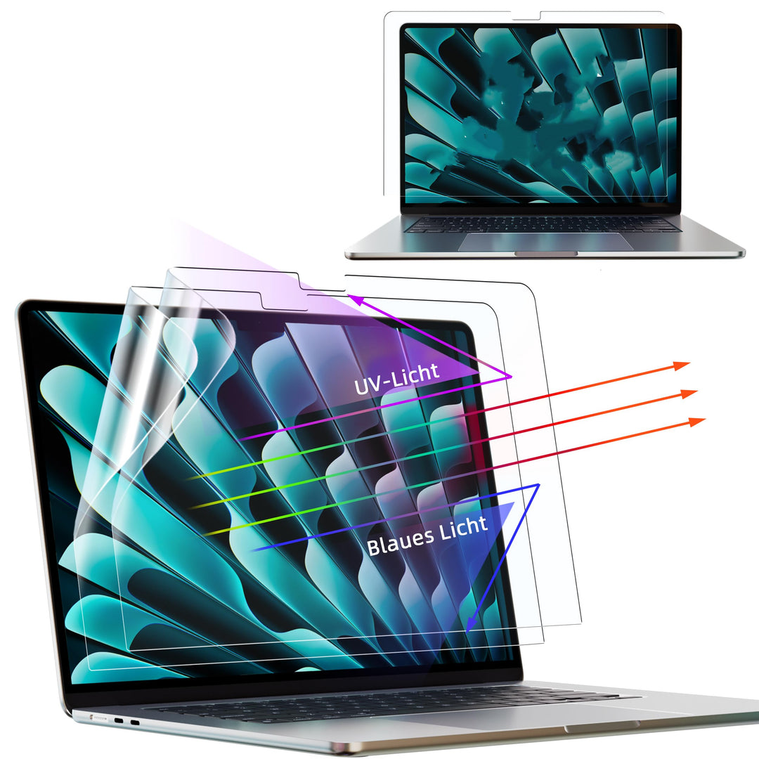 2 Stück Blaulichtfilter Displayschutzfolie für MacBook Air 13.6/13 Zoll(2022-2025, M2,M3,M4), Blends