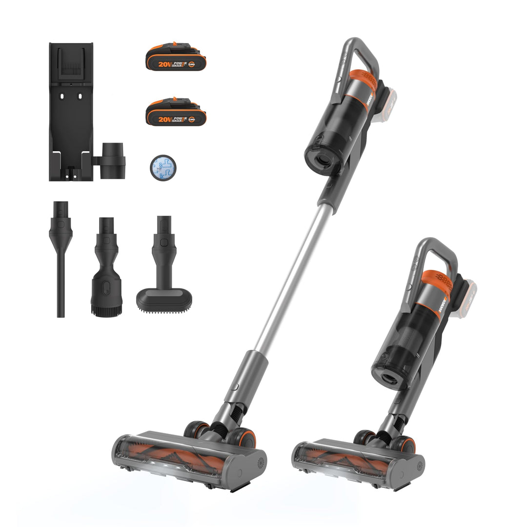 WORX 20V Akku Staubsauger WX038, 25Kpa Handstaubsauger kabellos, 45min Lange Laufzeit, leicht für Ha