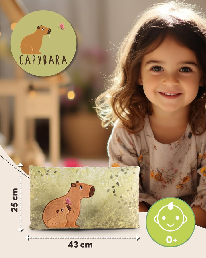 NICI Kuschelkissen Capybara Capy-Barbara 43 x 25cm - Flauschiges Capybara Kuscheltier Kissen für Mäd
