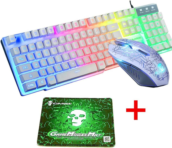 UrChoiceLtd Meyying T6 Regenbogen Hinterleuchtet Multimedia USB Spiel Tastatur + 2400DPI 6 Tasten Op
