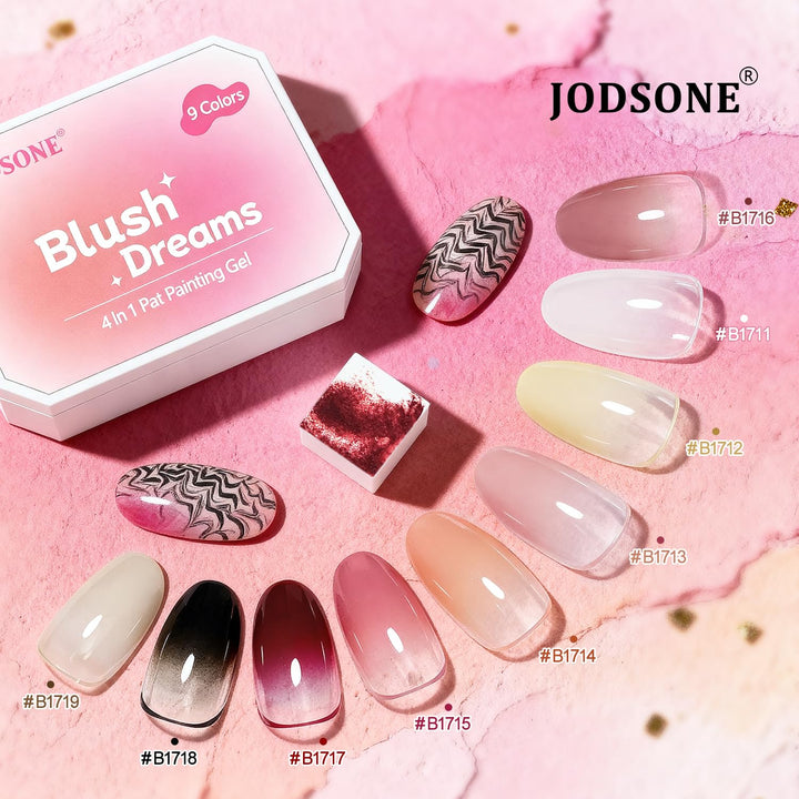 JODSONE 9 Farben Ombre-Nägel Farbverlaufsgel Blush Effect Gel Nagellack-Set Lackieren Nageldesign Ge