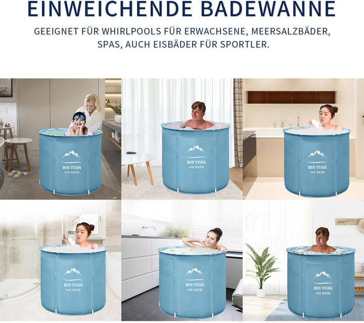 Foldable Bathtub Adult Portable Bathtub 70 x 68 cm for Adults Round Foldable Plastic Bathtub for Spa