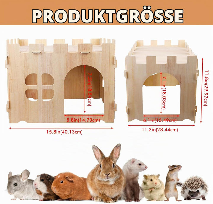 Gross Kaninchenhaus, Holz Meerschweinchen Bett mit Eingänge, Meerschweinchen Spielzeug, Meerschweinc