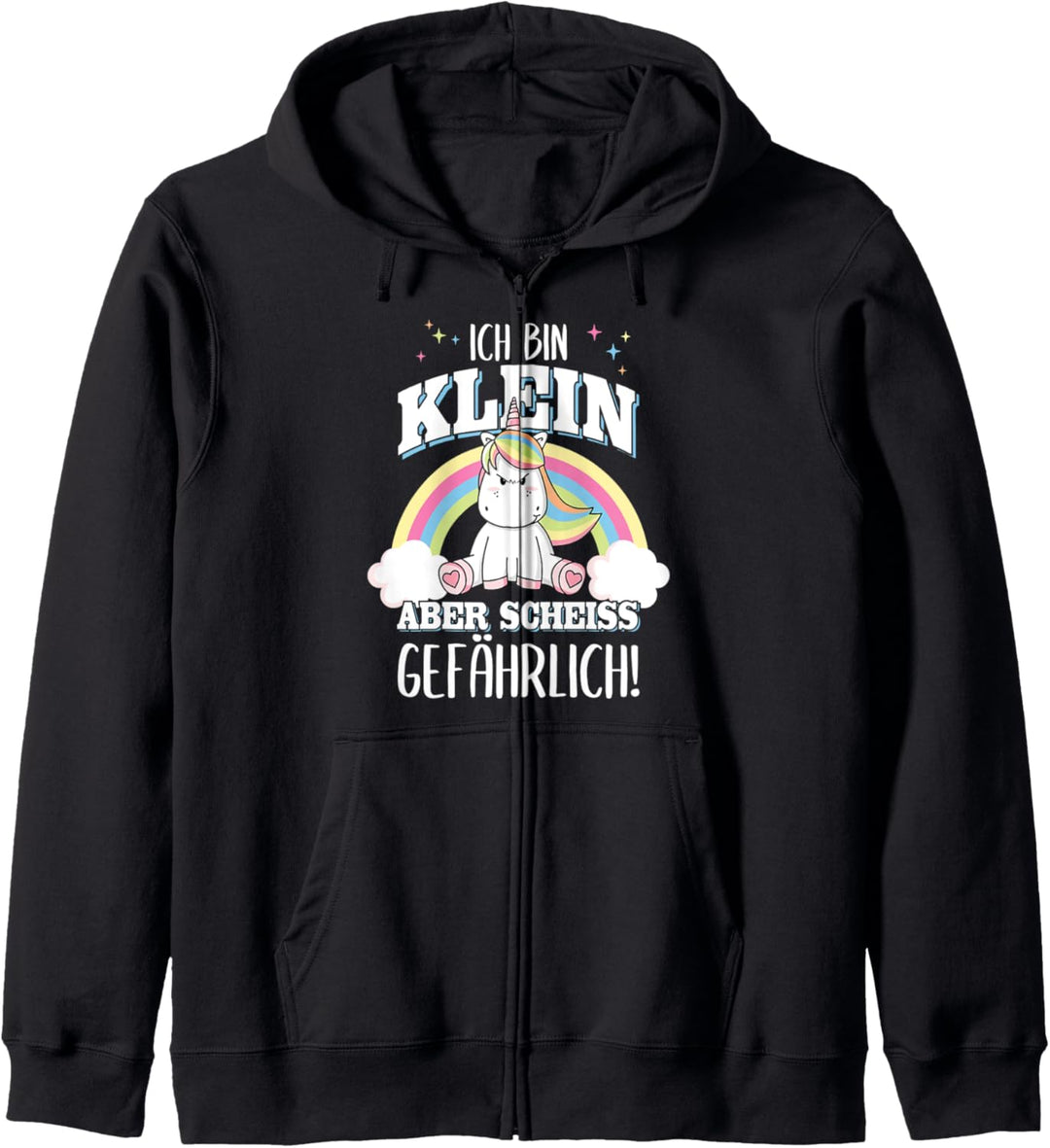 Klein aber gefährlich Lustiger Einhorn Geschenk Spruch Damen Kapuzenjacke