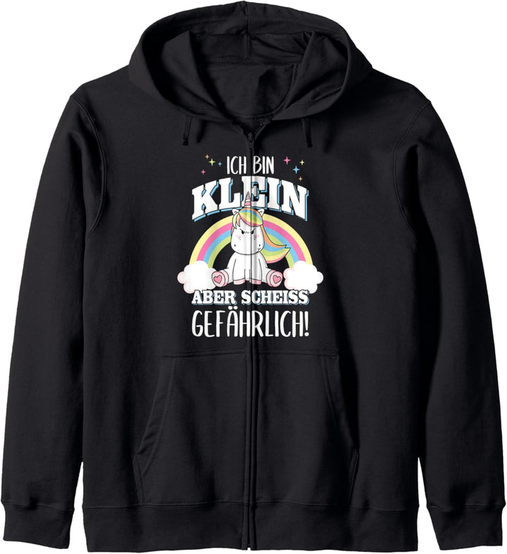 Klein aber gefährlich Lustiger Einhorn Geschenk Spruch Damen Kapuzenjacke