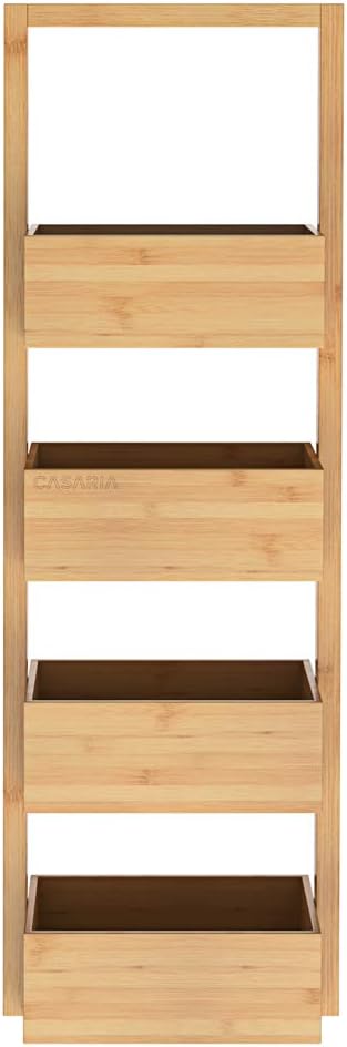 Casaria® Badregal mit 4 Körben Stehend Schmal Bambus Holz 88x16x28cm Ablagen Standregal Küche Badezi