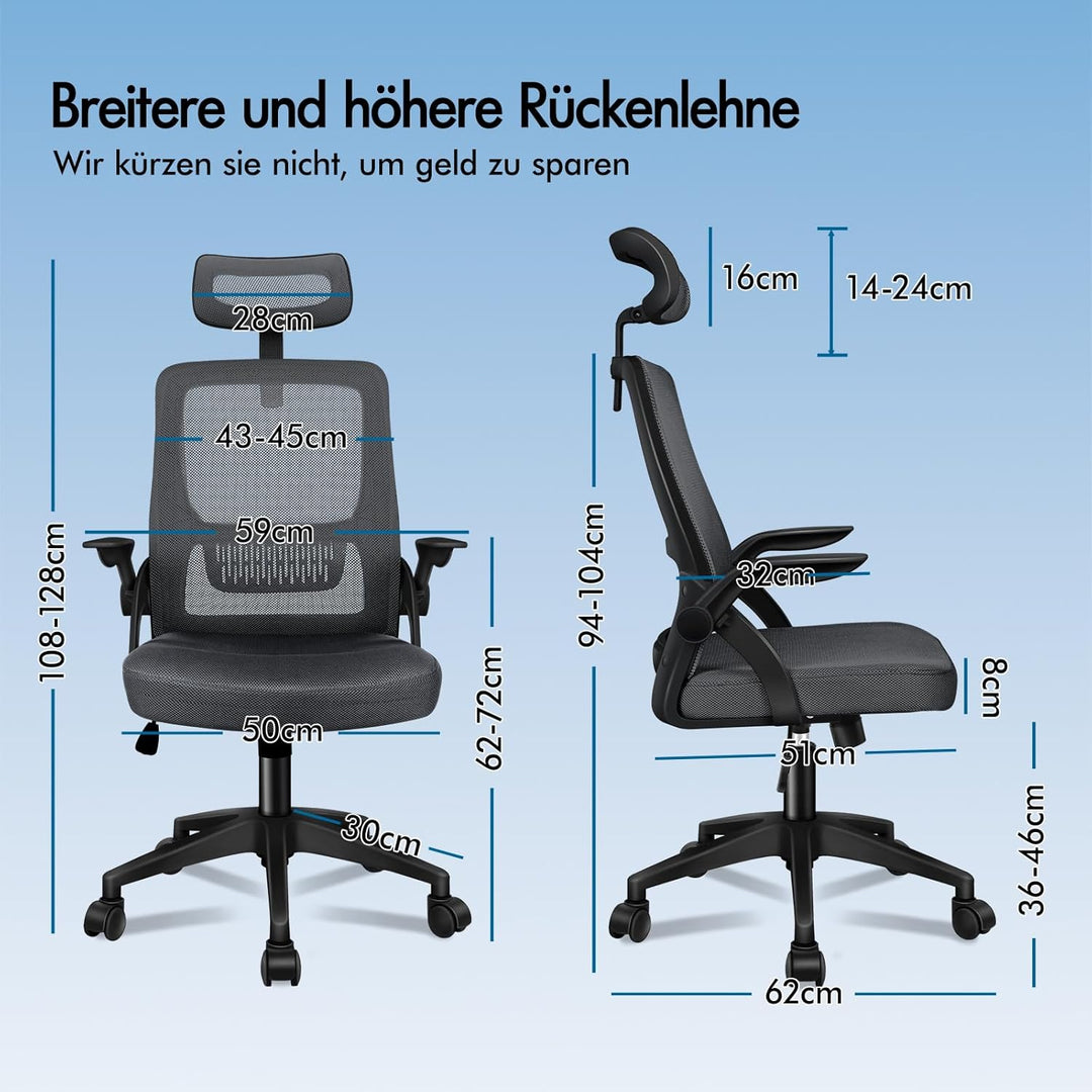 ALFORDSON Ergonomischer Büro-Schreibtischstuhl, Computerstuhl mit dynamischer Lordosenstütze, neigba