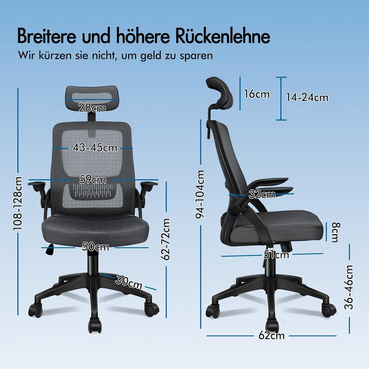 ALFORDSON Ergonomischer Büro-Schreibtischstuhl, Computerstuhl mit dynamischer Lordosenstütze, neigba