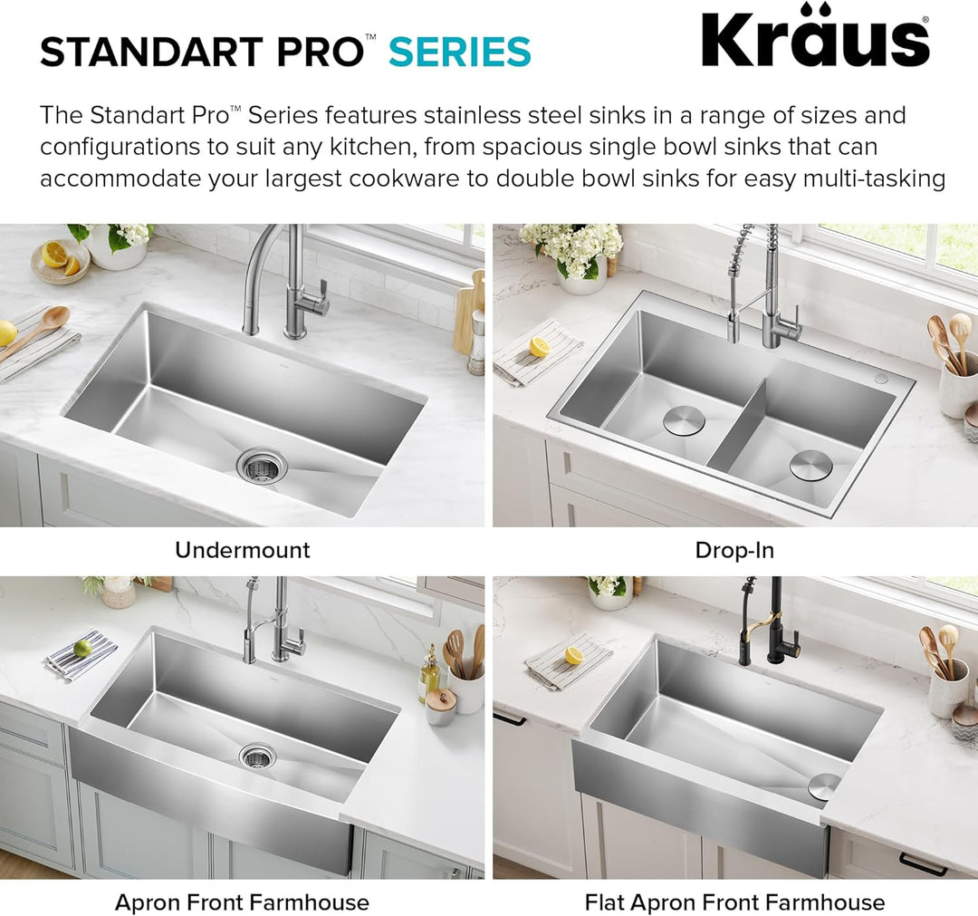 Kraus KHU101-23 Standardart Pro Küchenspüle und Wasserhahn, Edelstahl, 58,42 cm