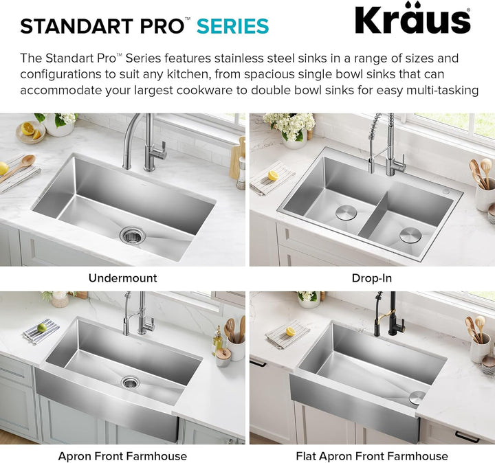 Kraus KHU101-23 Standardart Pro Küchenspüle und Wasserhahn, Edelstahl, 58,42 cm