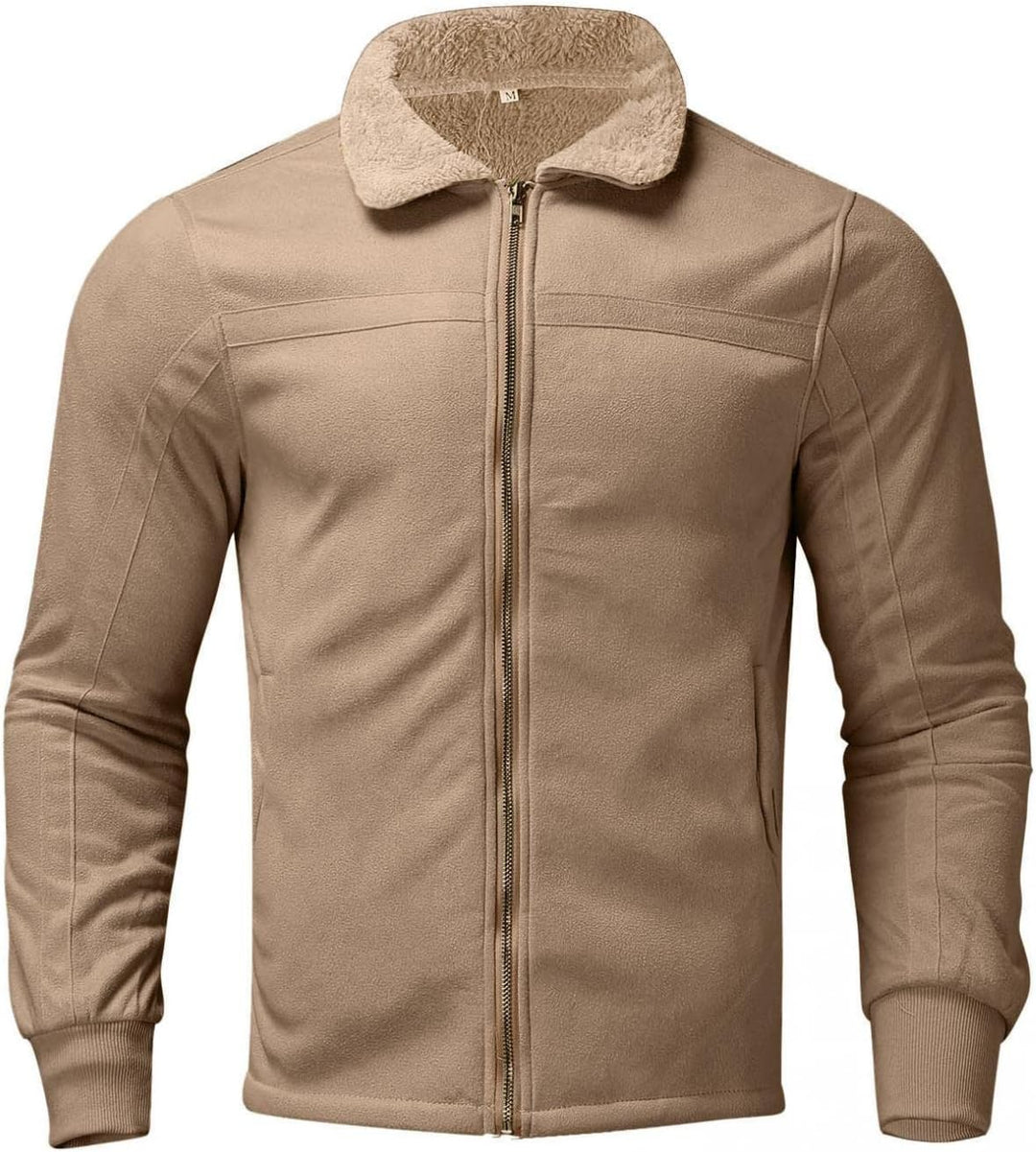 Celucke Fleecejacke Herren Fleece Jacke Reverskragen Plüschjacke Langarm Reissverschluss Vliesjacke